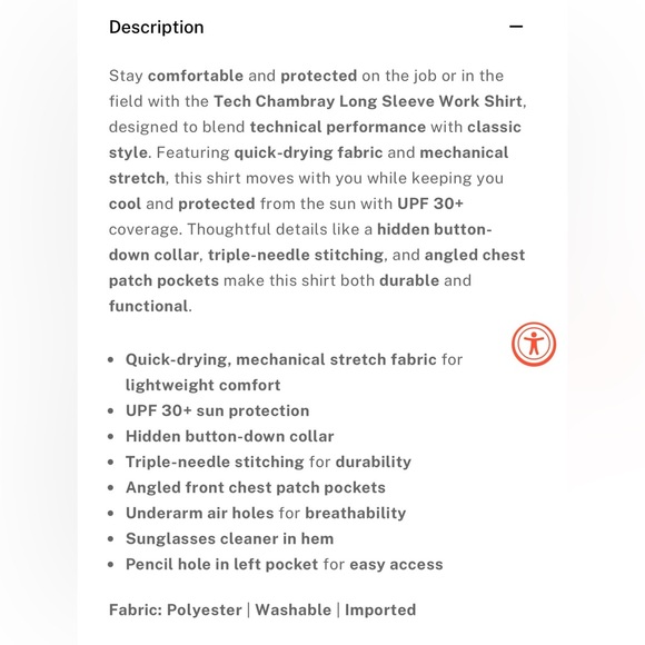 Orvis Tech Chambray Work Shirt - Picture 6 of 6